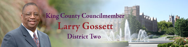 portrait of King County Councilmember Larry Gossett, with text District 2 E-News